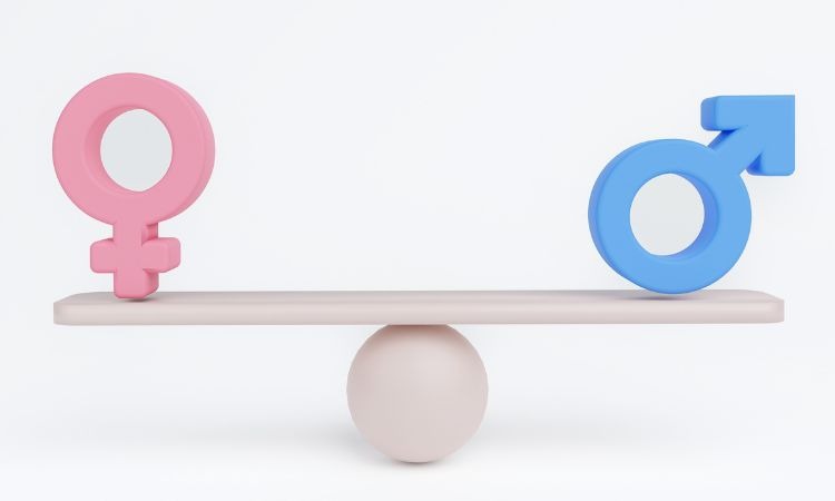 Fotografía de composición de equilibrios entre los símbolos de sexo masculino y femenimo